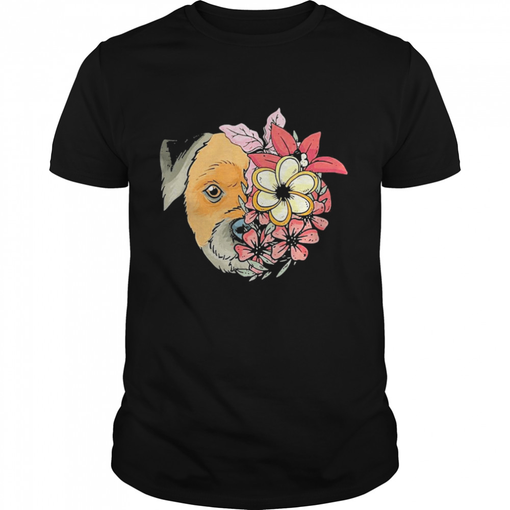 Border Terrier Dog With Flowers Shirt