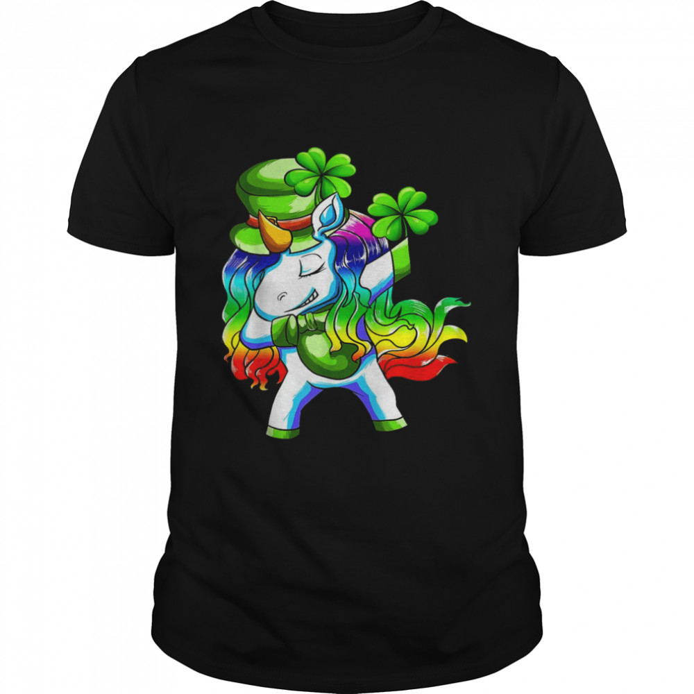 St Patricks Day Girls Dabbing Unicorn Leprechaun Lepricorn Shirt