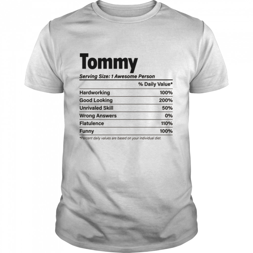 TOMMY Nutrition Facts Name Definition Shirt