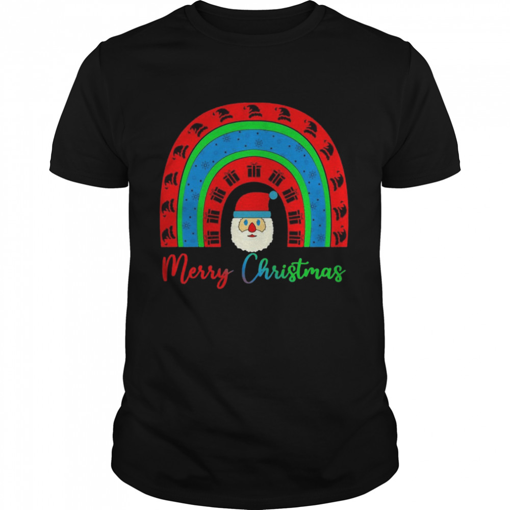 Merry Christmas Cute Rainbow Santa Claus Christmas Shirt