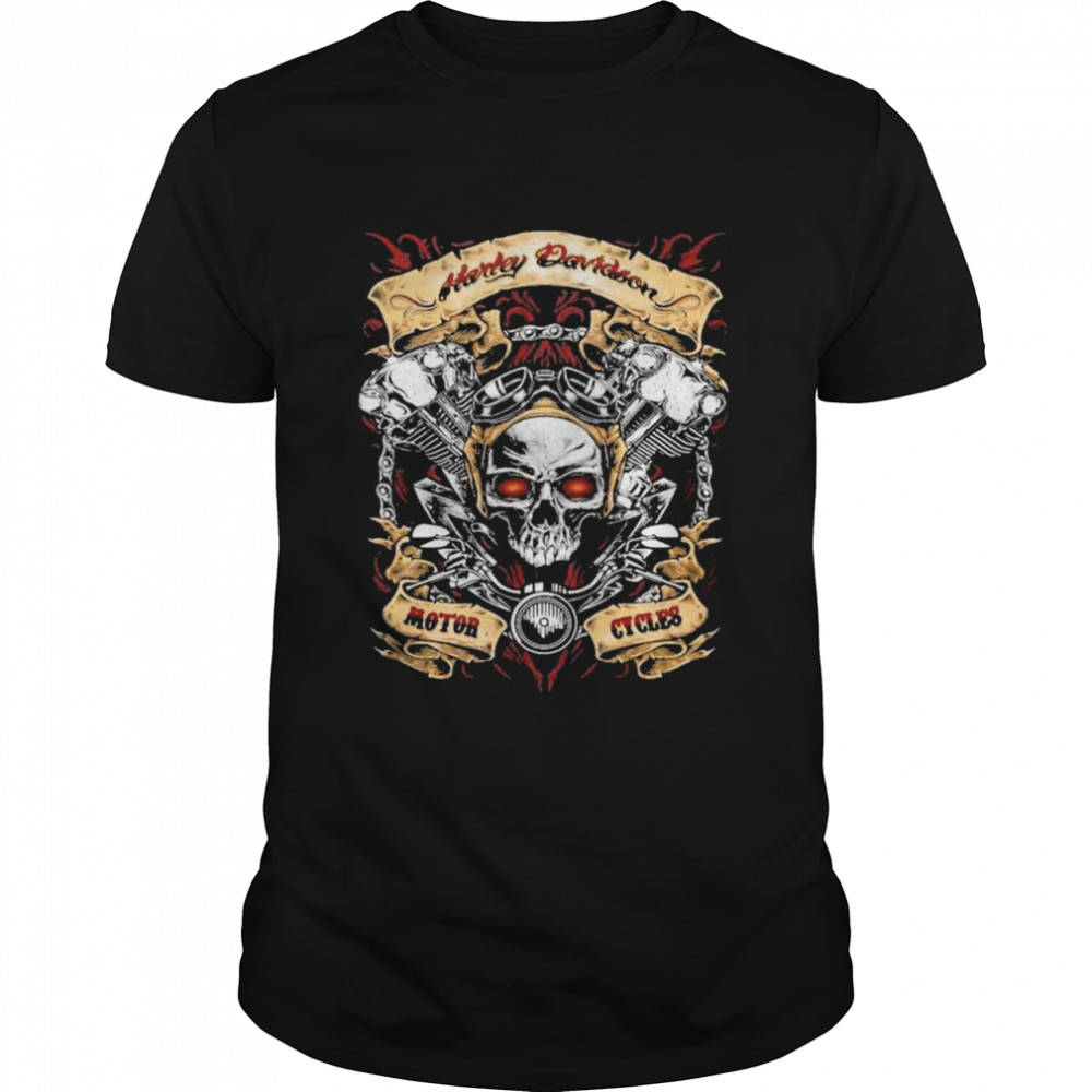 Skull harley davidson motorcycles shirt