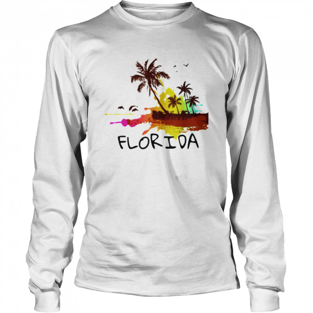 Florida beach colorful art shirt Long Sleeved T-shirt