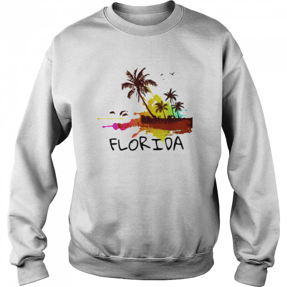 Florida beach colorful art shirt Unisex Sweatshirt