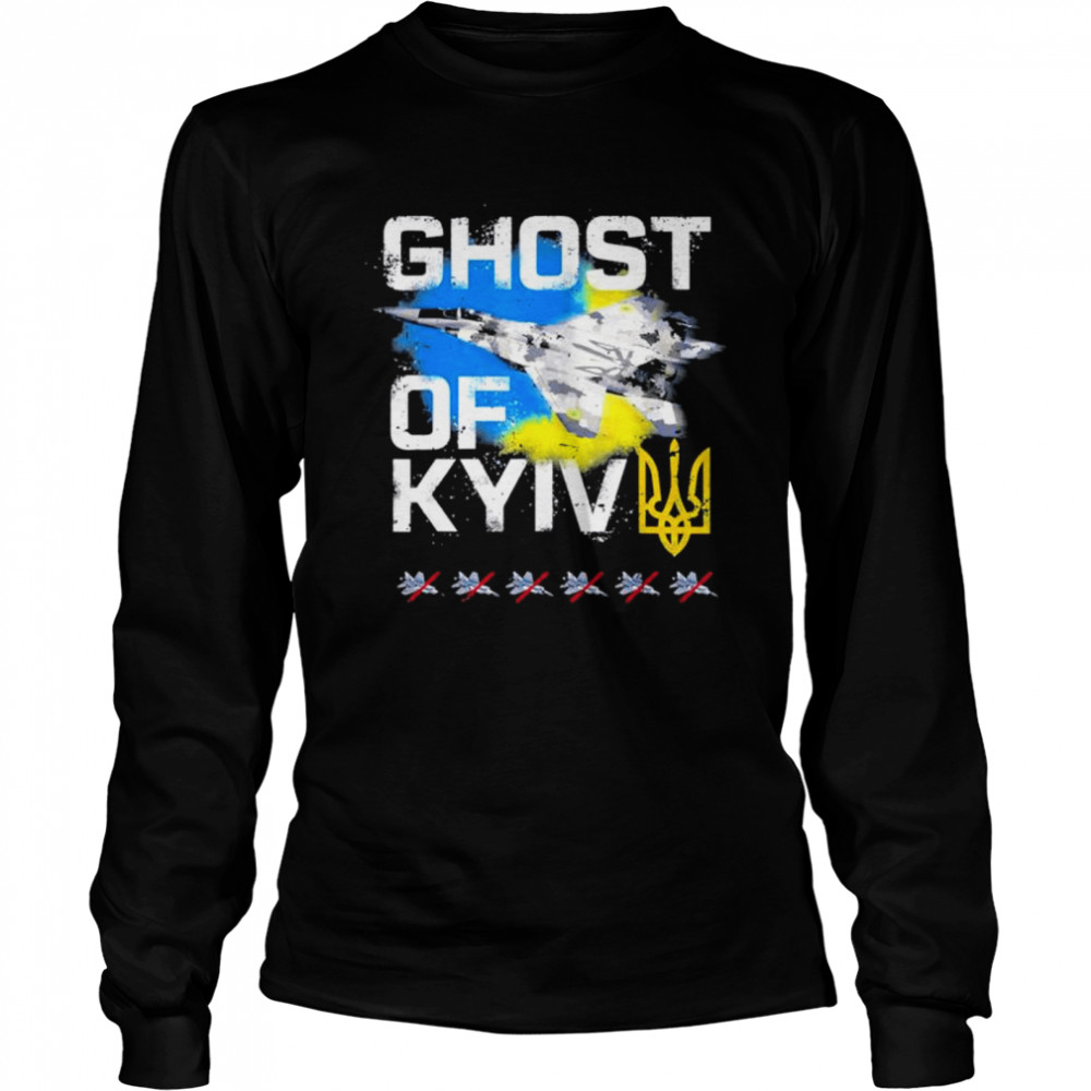 GHOST OF KYIV Ukraine Fighter Jet  Long Sleeved T-shirt