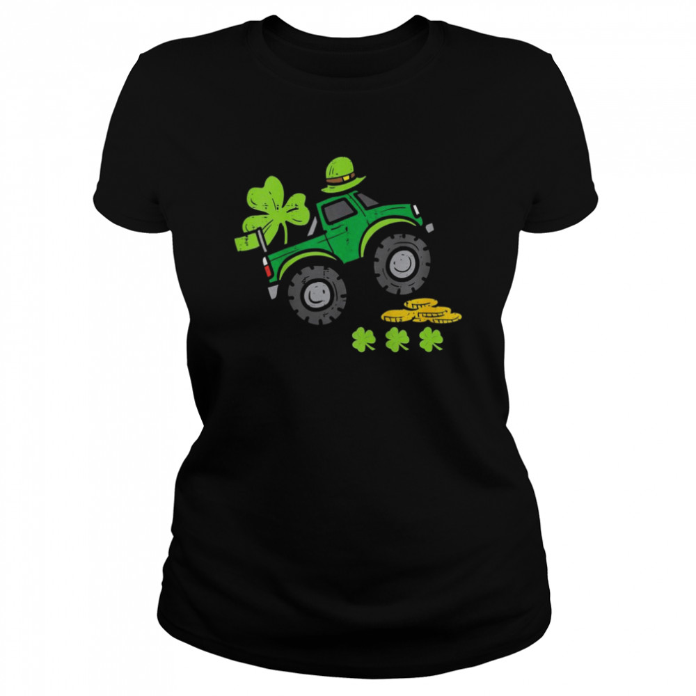 Kids Kids Leprechaun Monster Truck Shamrock St Patrick Day B  Classic Women's T-shirt