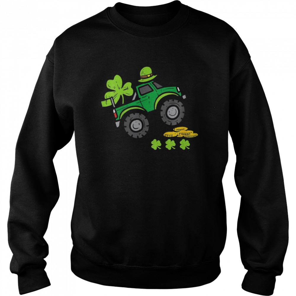 Kids Kids Leprechaun Monster Truck Shamrock St Patrick Day B  Unisex Sweatshirt