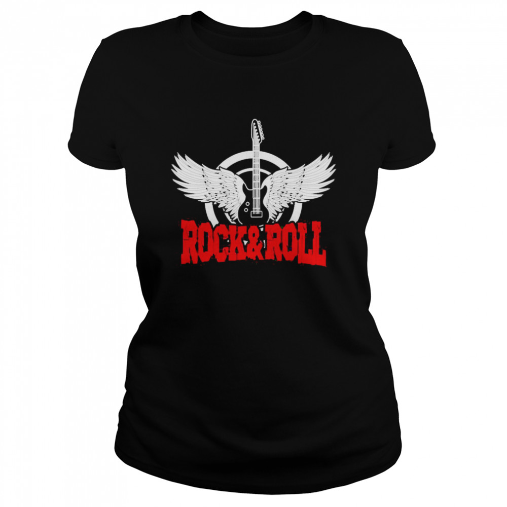 Rock and Roll Engelsflügel Gitarre  Classic Women's T-shirt