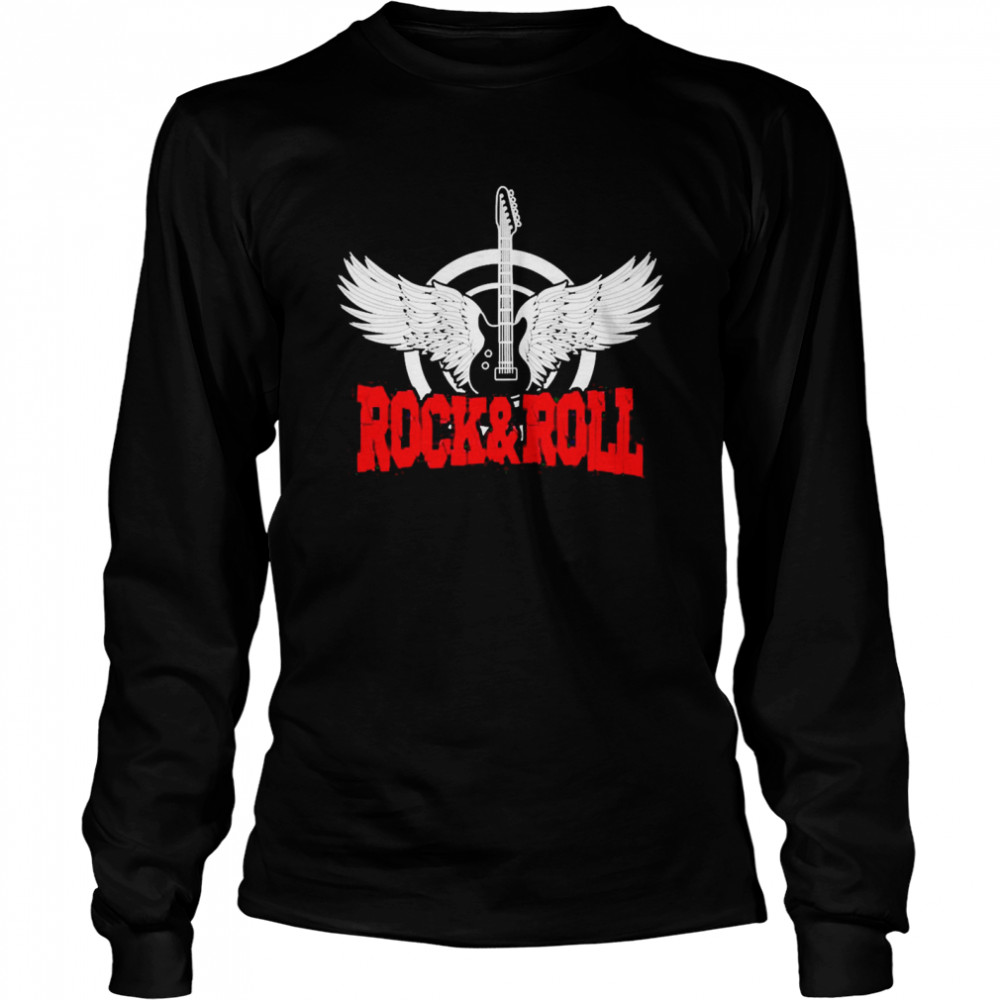 Rock and Roll Engelsflügel Gitarre  Long Sleeved T-shirt