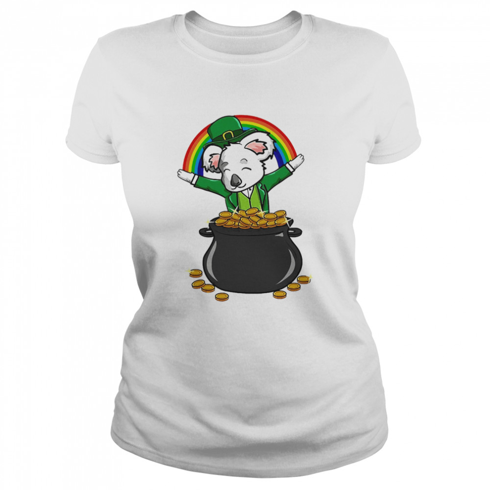 St Patrick Koala Pot Of Gold Lucky Rainbow Adult Kids  Classic Women's T-shirt