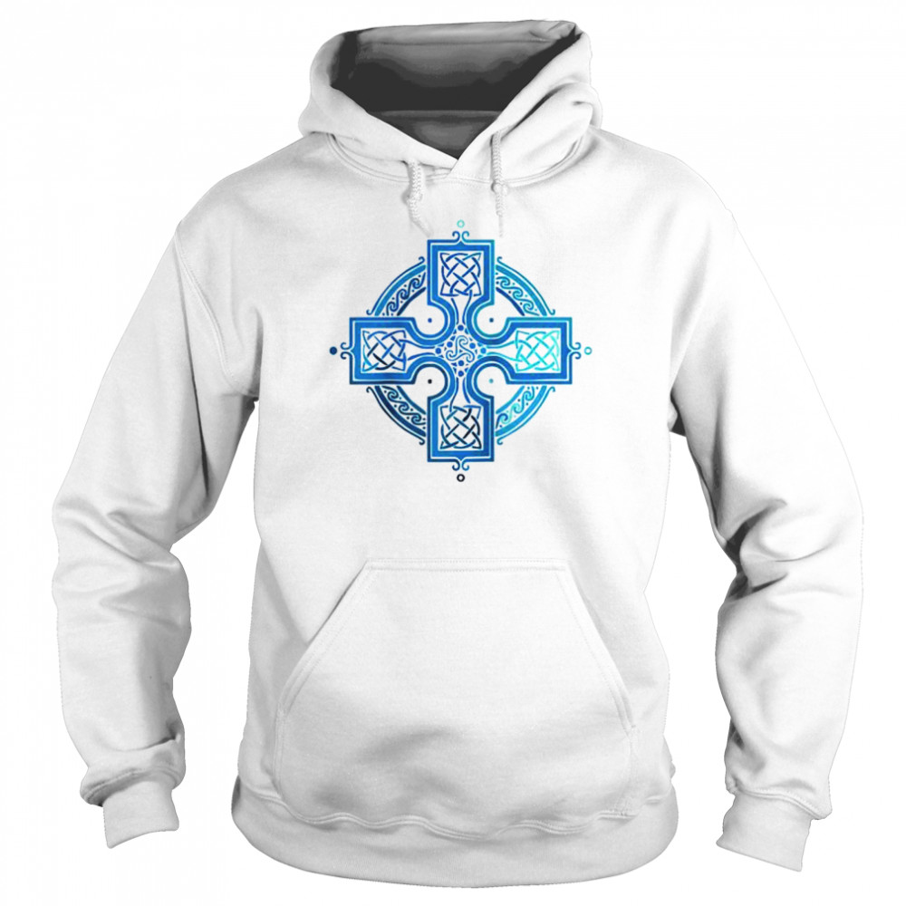 St Patrick’s Day Blue Celtic Cross Irish for Him Her  Unisex Hoodie