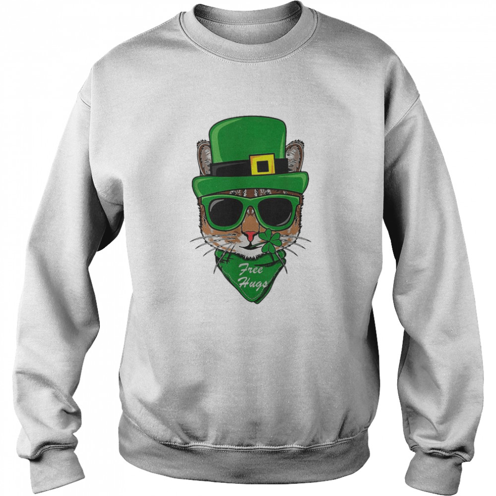 St. Patrick’s Day Cat Free Hugs Art  Unisex Sweatshirt