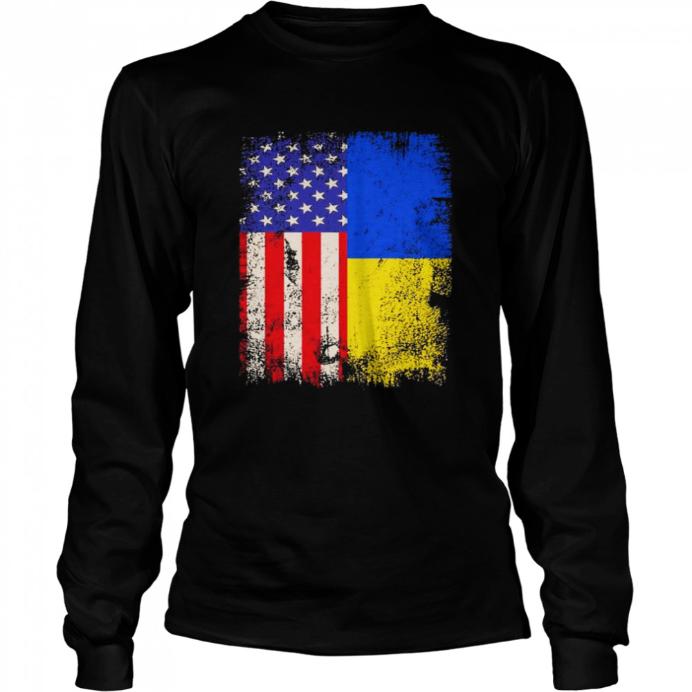 Support Ukraine American Born Ukrainian Roots T- Long Sleeved T-shirt