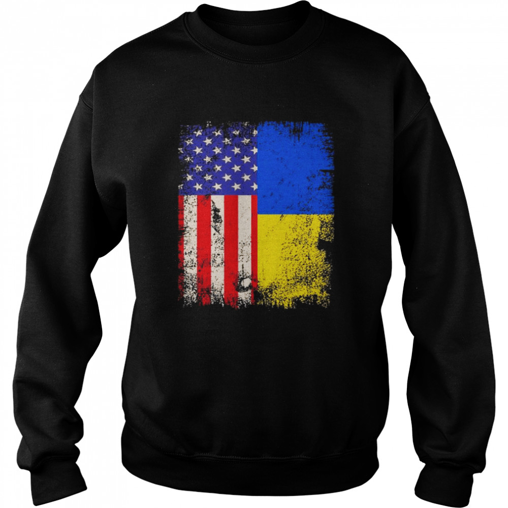 Support Ukraine American Born Ukrainian Roots T- Unisex Sweatshirt