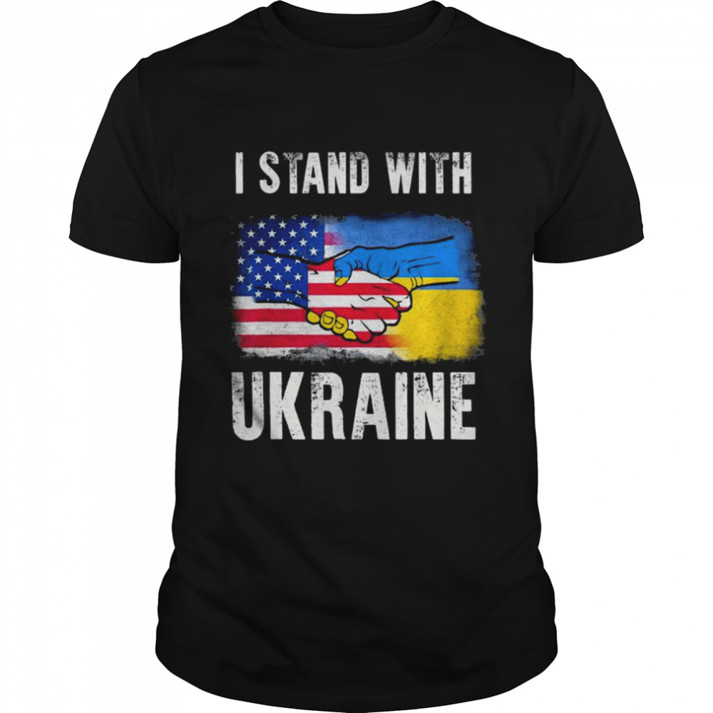 Support ukraine I stand with ukraine american ukrainian flag shirt