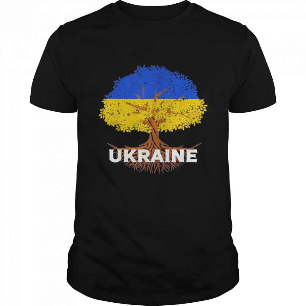 Ukraine Flag Vintage Tree Graphic Ukrainian Roots T-Shirt