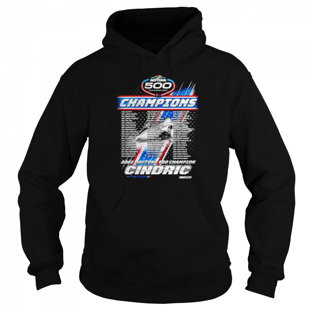 Austin Cindric Checkered Flag 2022 Daytona 500 Champion Past Champions back shirt Unisex Hoodie