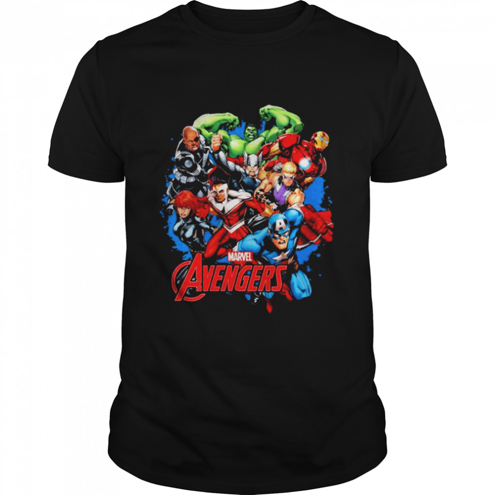 Marvel avengers comic style collage shirt