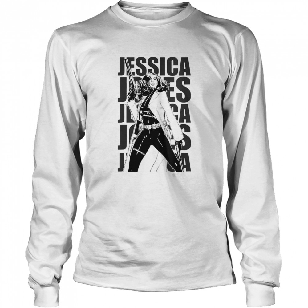 Marvel Jessica Jones Name Stack Portrait  Long Sleeved T-shirt