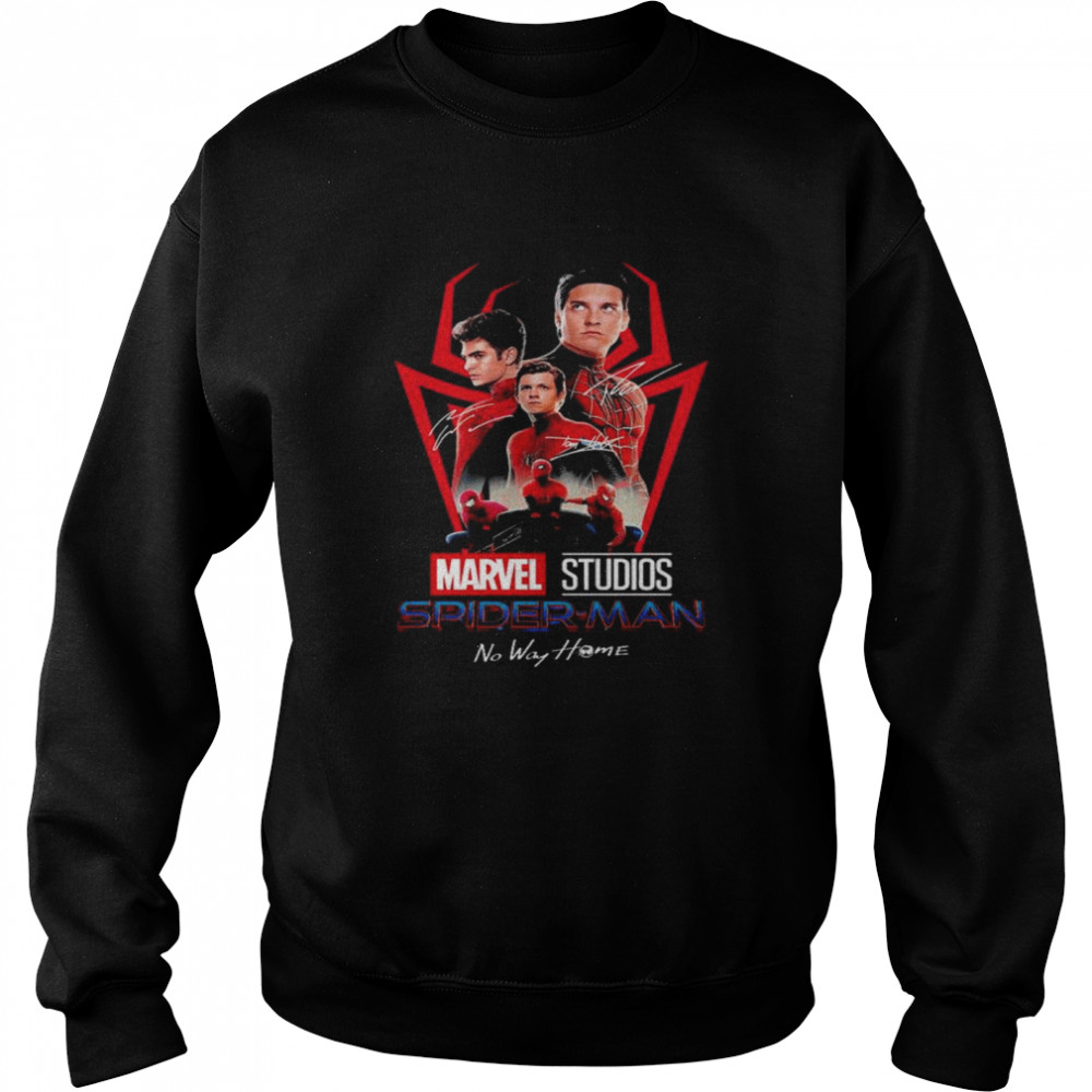 Spider Man Tom Holland Andrew Garfield Tobey Maguire Signature No Way Home T- Unisex Sweatshirt