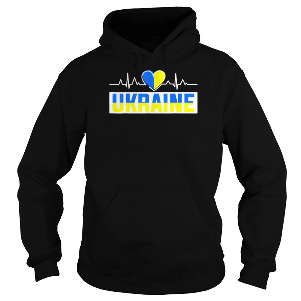 Ukraine Pride Heartbeat I Love Ukraine Flag Heart Costume Free Ukraine shirt Unisex Hoodie