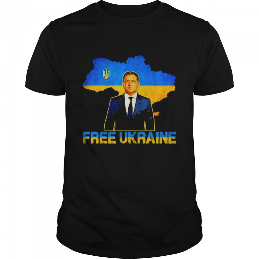 Free Ukraine I Stand With Ukraine Volodymyr Zelensky Support Tee Shirt