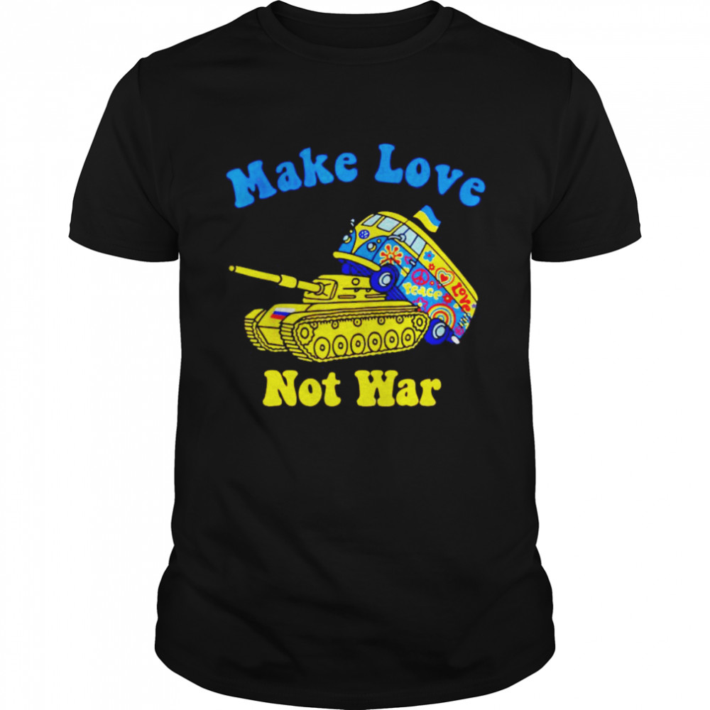 Hippie bus tank make love not war shirt