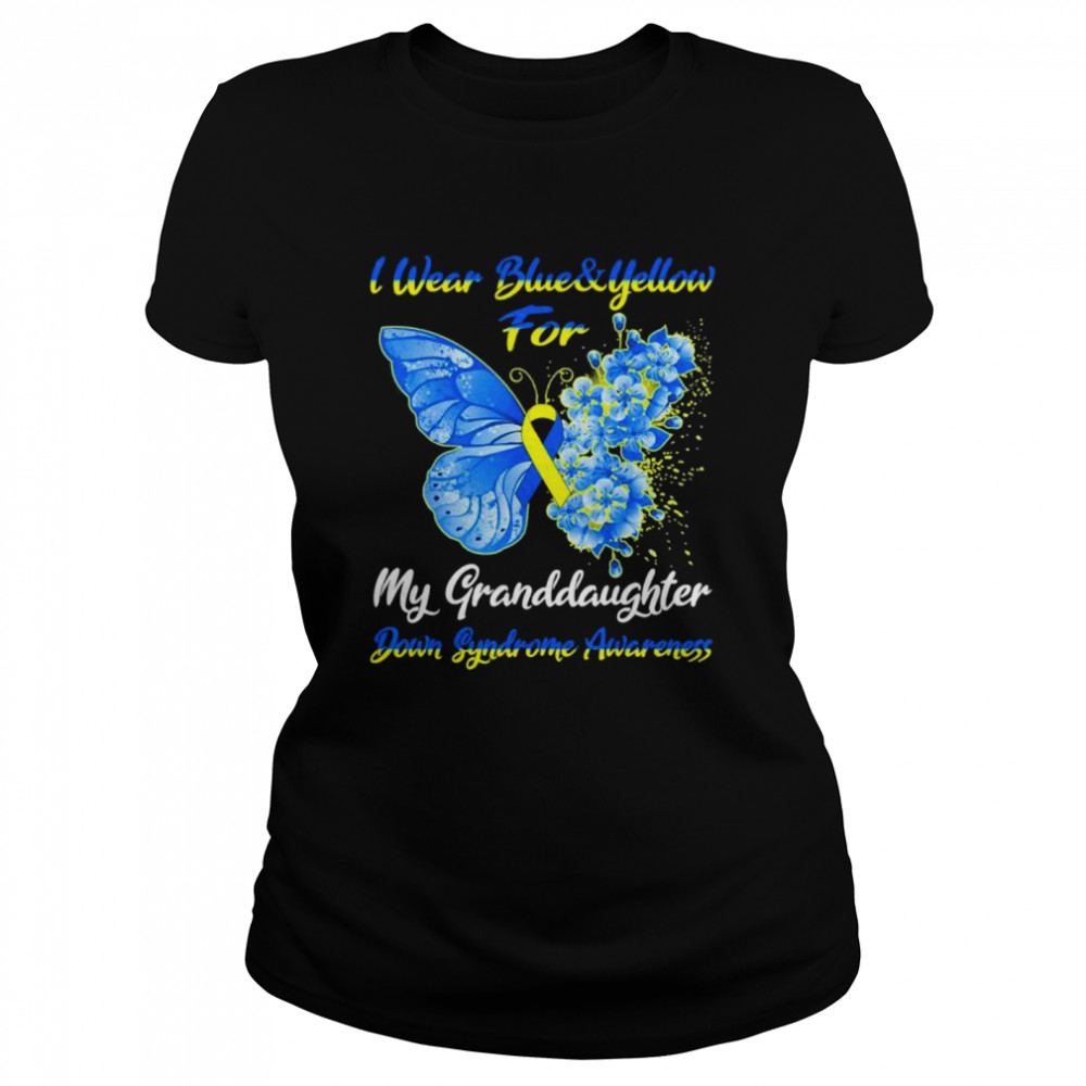 I Wear Blue & Yellow For My Granddaughter Down Syndrome Peace Ukraine shirt Classic Women's T-shirt