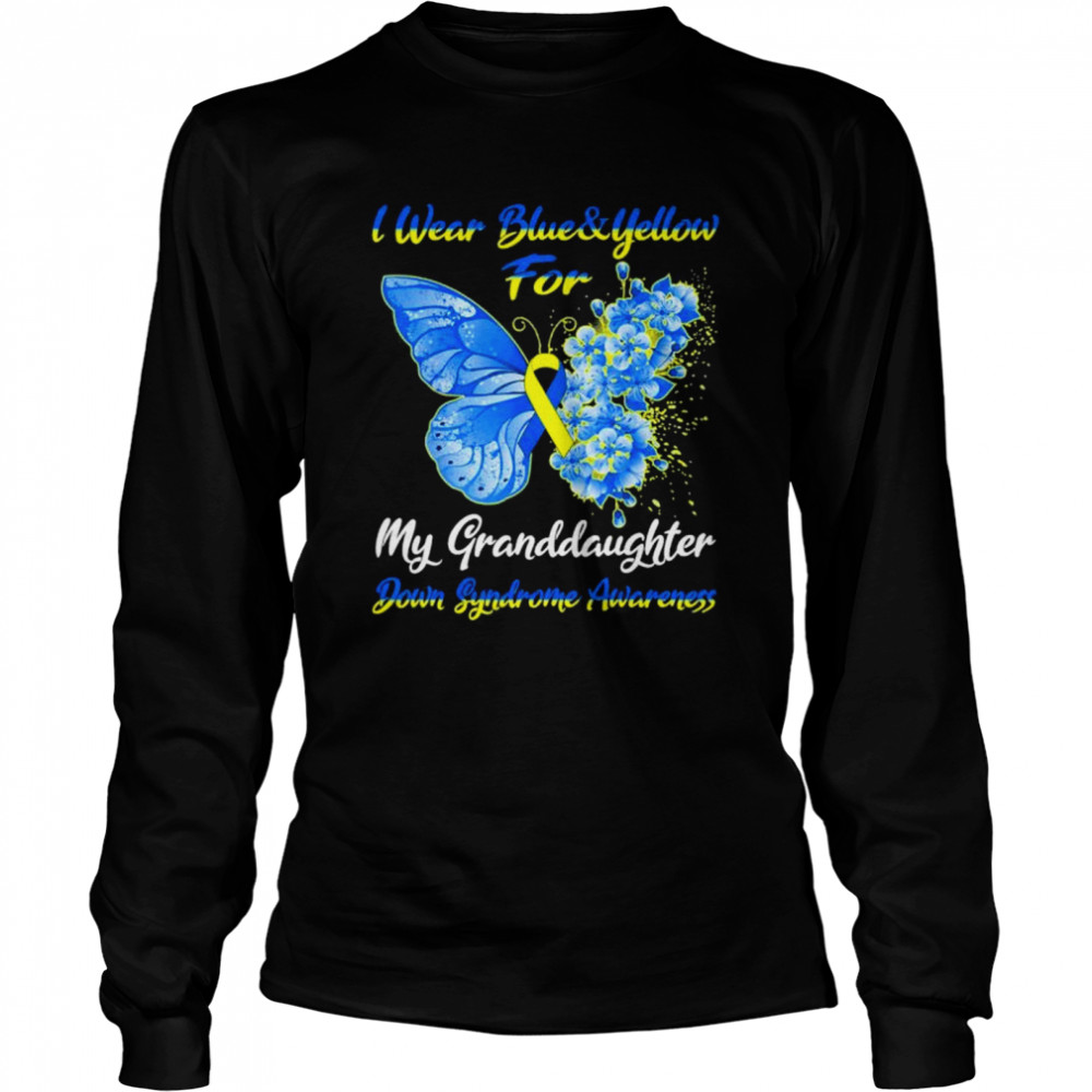 I Wear Blue & Yellow For My Granddaughter Down Syndrome Peace Ukraine shirt Long Sleeved T-shirt