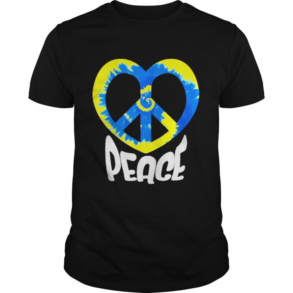 Peace Sign Ukrainian Flag Freedom Solidarity and Heart Peace Ukraine shirt