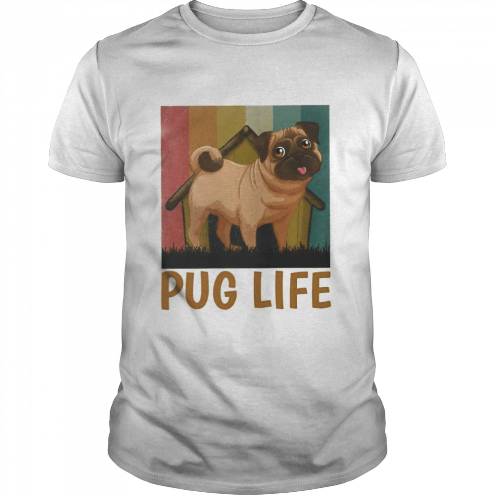 Pug Life Art Vintage Retro Pugs Dog T-Shirt