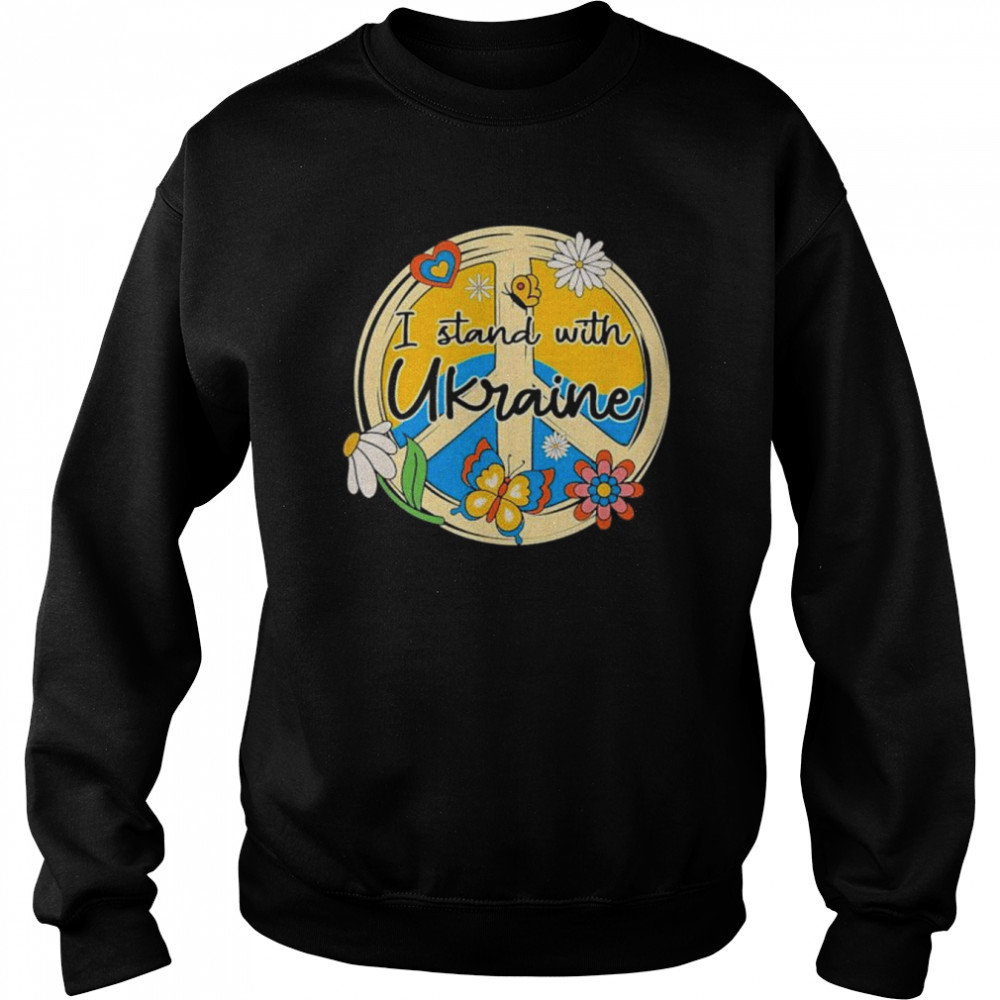 Ukrainian Flag I Stand With Ukraine Daisy Hippie Peace Save Ukraine shirt Unisex Sweatshirt