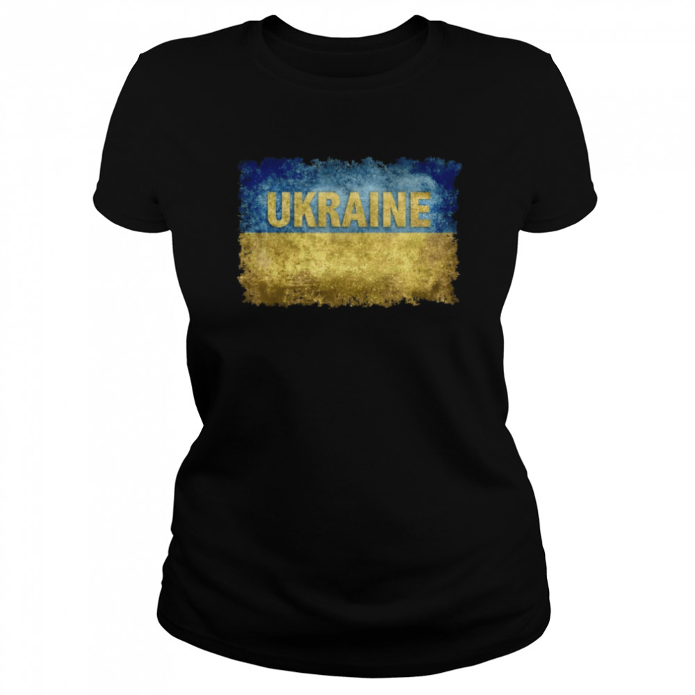 Ukrainische Flagge im Ukraine Grungy Stil mit Text Langarmshirt  Classic Women's T-shirt