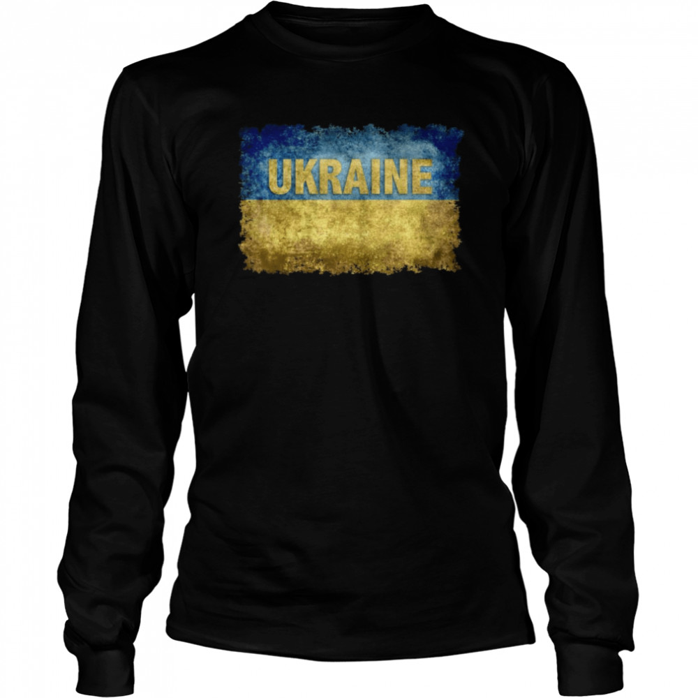 Ukrainische Flagge im Ukraine Grungy Stil mit Text Langarmshirt  Long Sleeved T-shirt