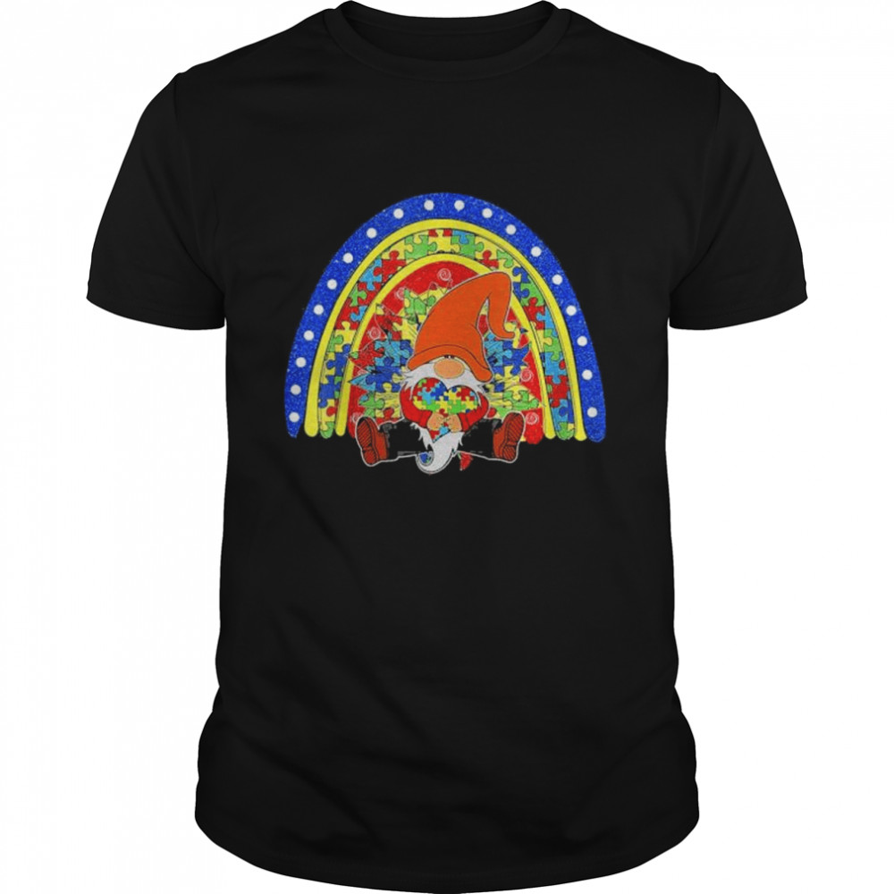 Autism Awareness Gnomes Holding Heart Rainbow Puzzle shirt