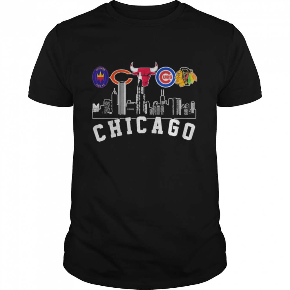 Chicago fire fc and chicago bears and chicago chicago bulls and chicago and chicago blackhawks cubs logo city shirt