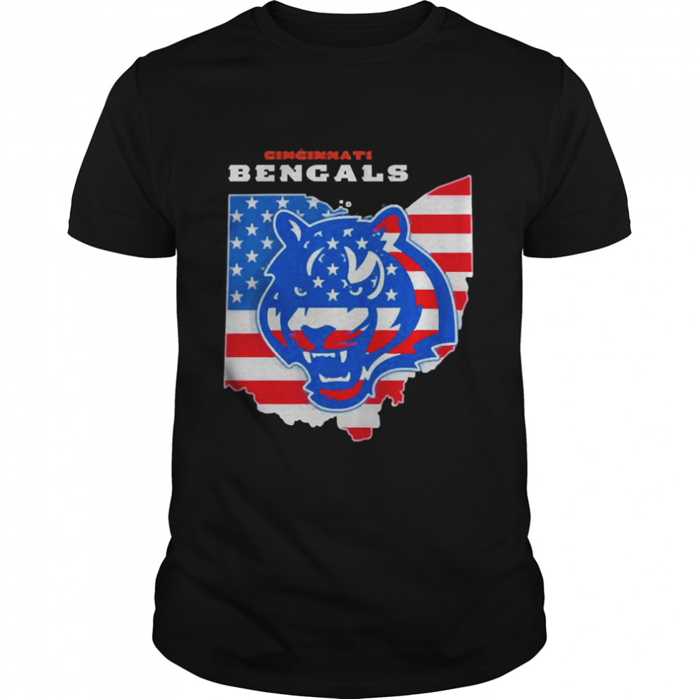 Cincinnati Bengals City logo Tiger American Flag 2022 Shirt