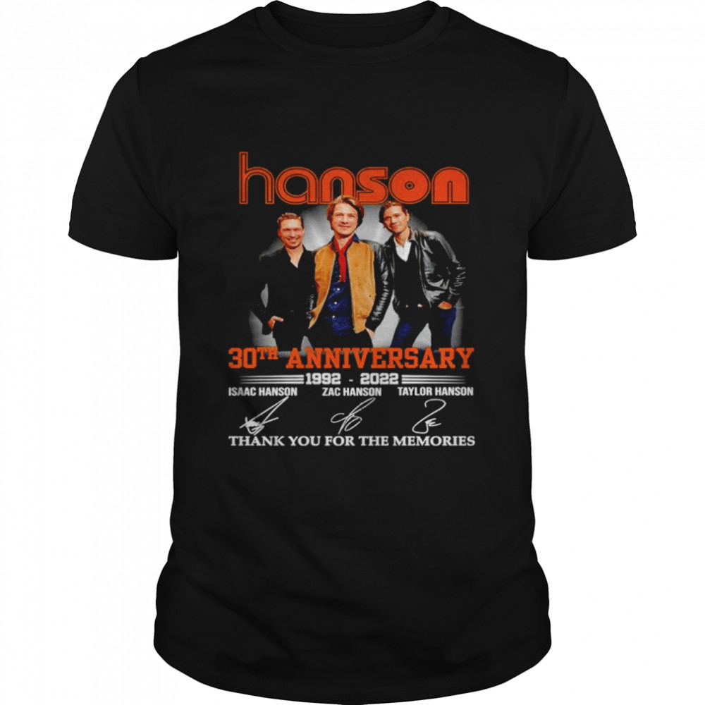 Hanson 30th Anniversary 1992-2022 Signatures Thank You For The Memories Shirt