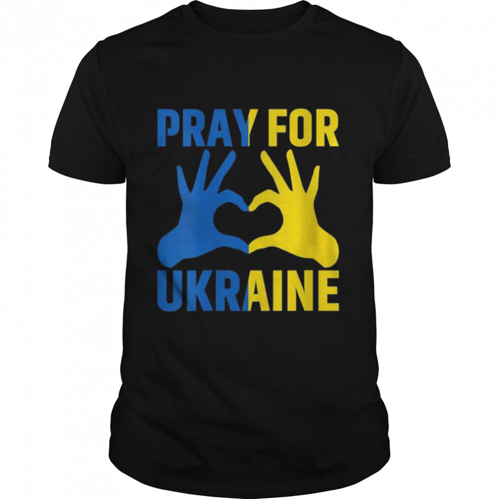 Womens Pray for Ukraine Heart Ukrainian Flag Shirt