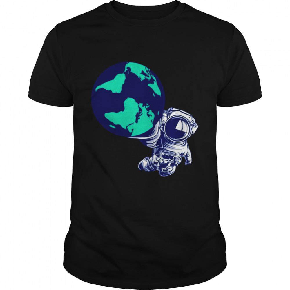 Astronaut Erdkugel Weltall Galaxie Sonnensystem Planeten Shirt