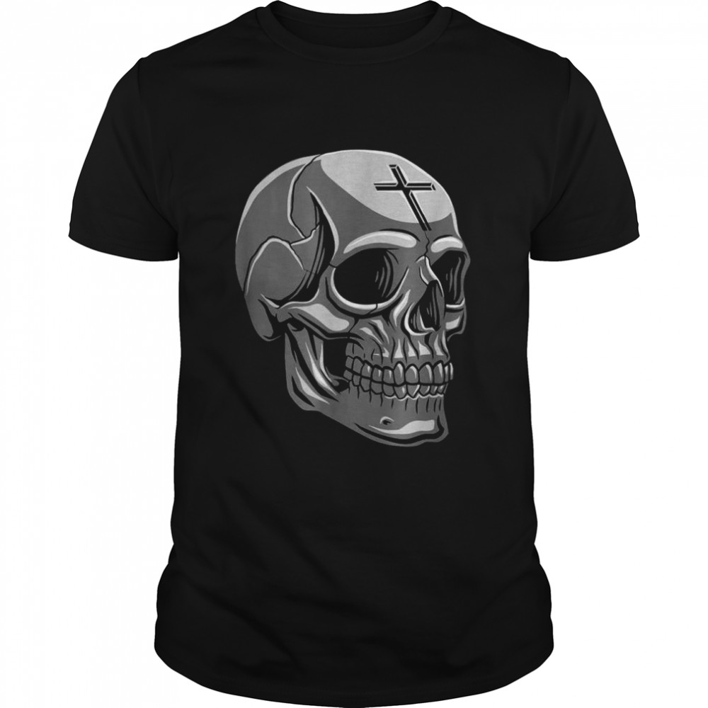 Goth Skull Holy Cross Memento Mori Death Heavy Metal Occult  Classic Men's T-shirt