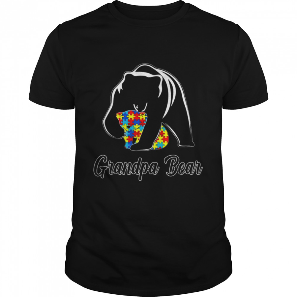 Autism awareness grandpa bear puzzle support autistic adults shirt