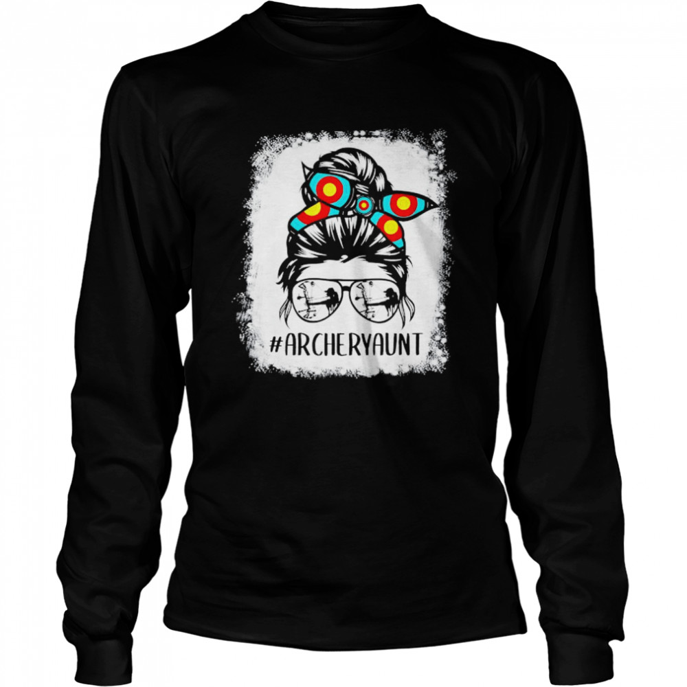 Archery Mom Life Messy Bun Hair Glasses Mother’s Day  Long Sleeved T-shirt
