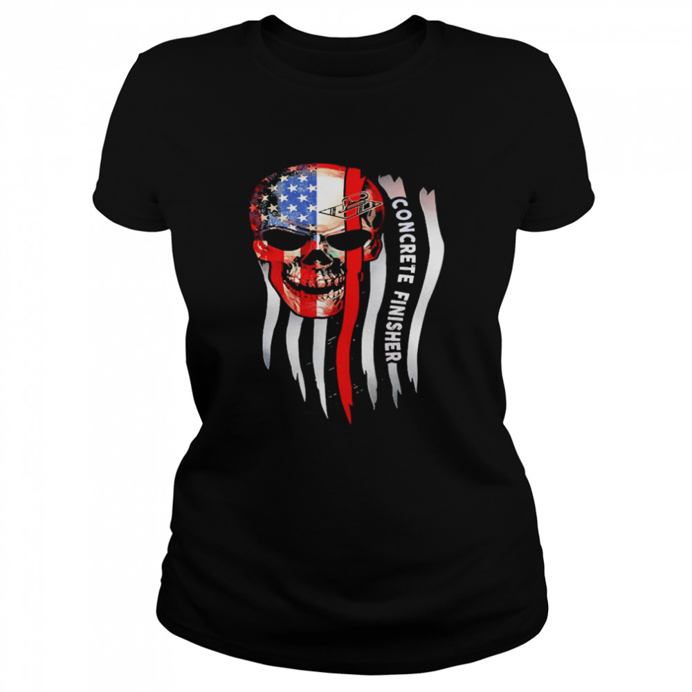 American Flag Skull Concrete Finisher  Classic Women's T-shirt