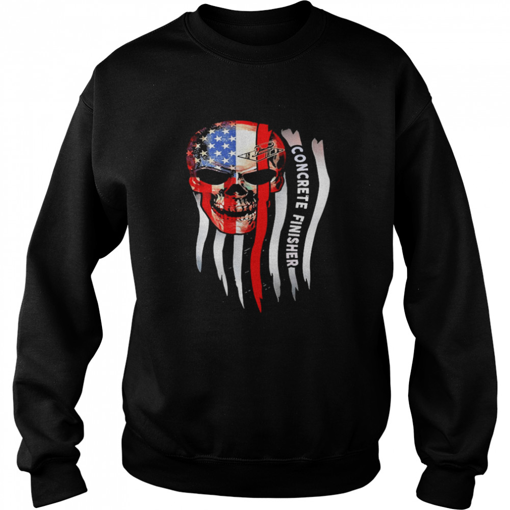 American Flag Skull Concrete Finisher  Unisex Sweatshirt