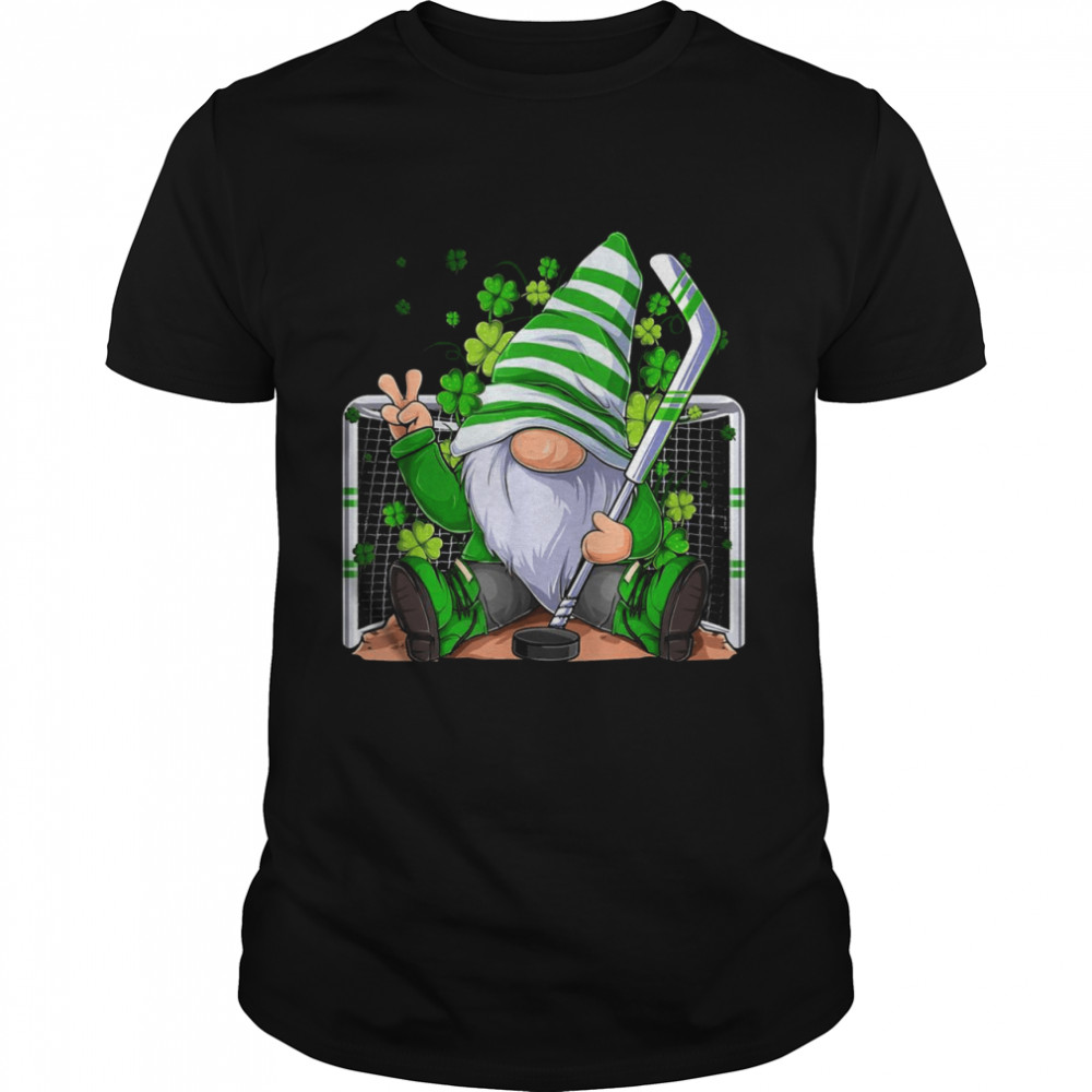 Ice Hockey Gnome Shamrock St Patricks Day Irish Boys Shirt