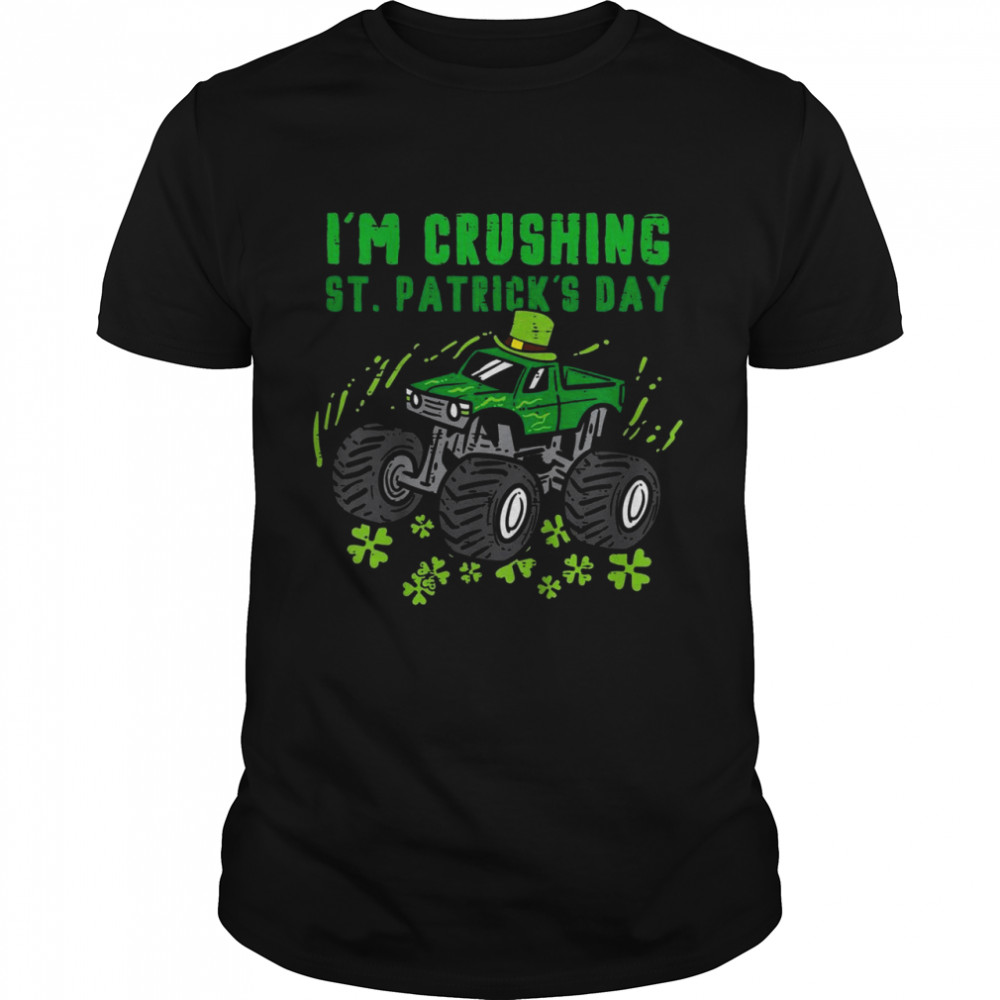 Kids Im Crushing St Patricks Day Monster Truck Boys Toddler Shirt