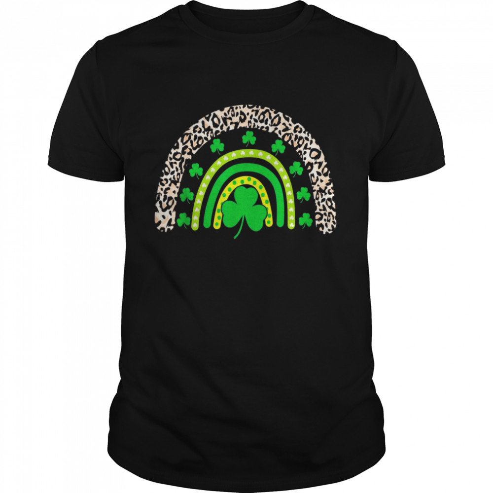 Leopard Cute Rainbow St Patricks Day Shamrock Lucky Shirt