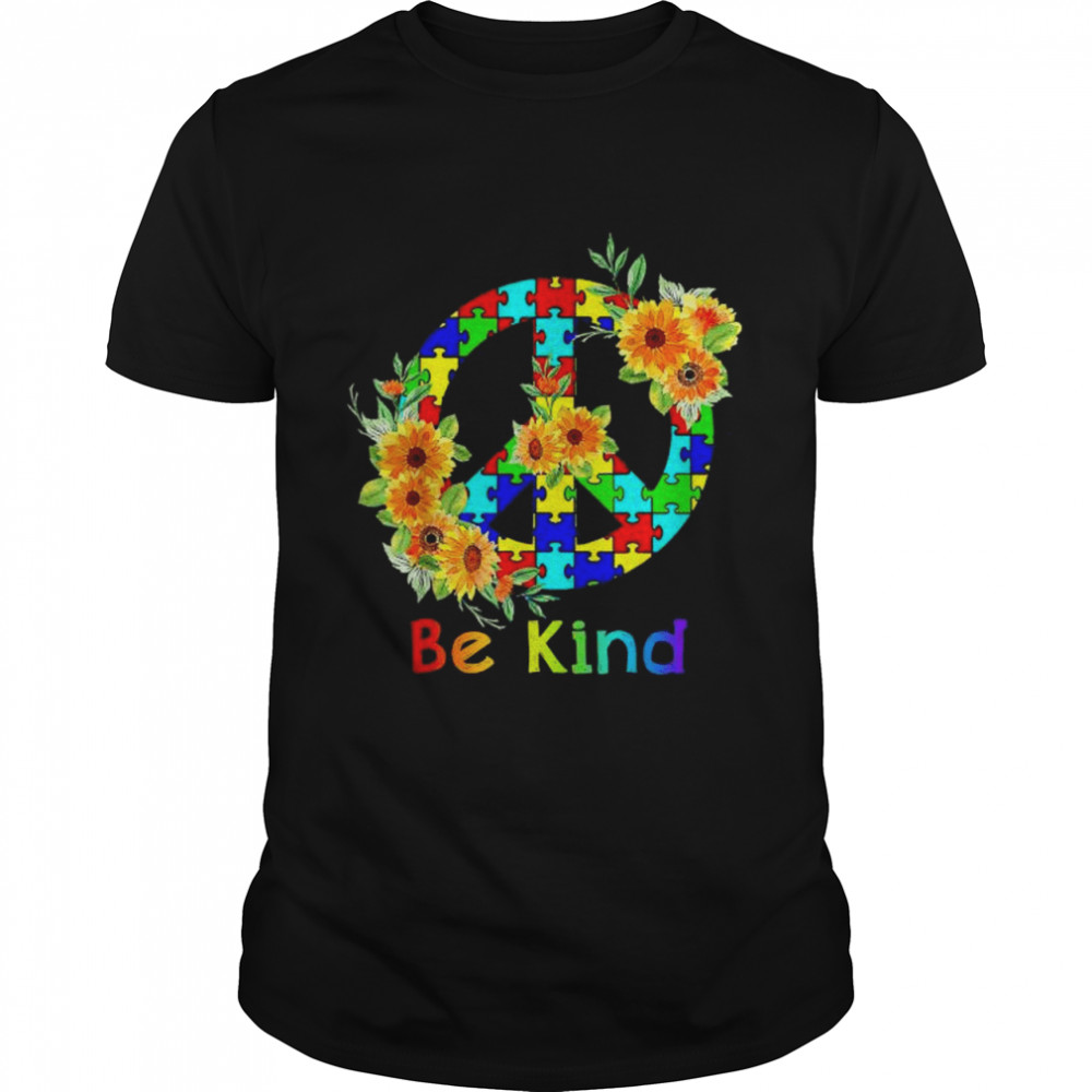 Be kind sunflower autism puzzle awareness month shirt