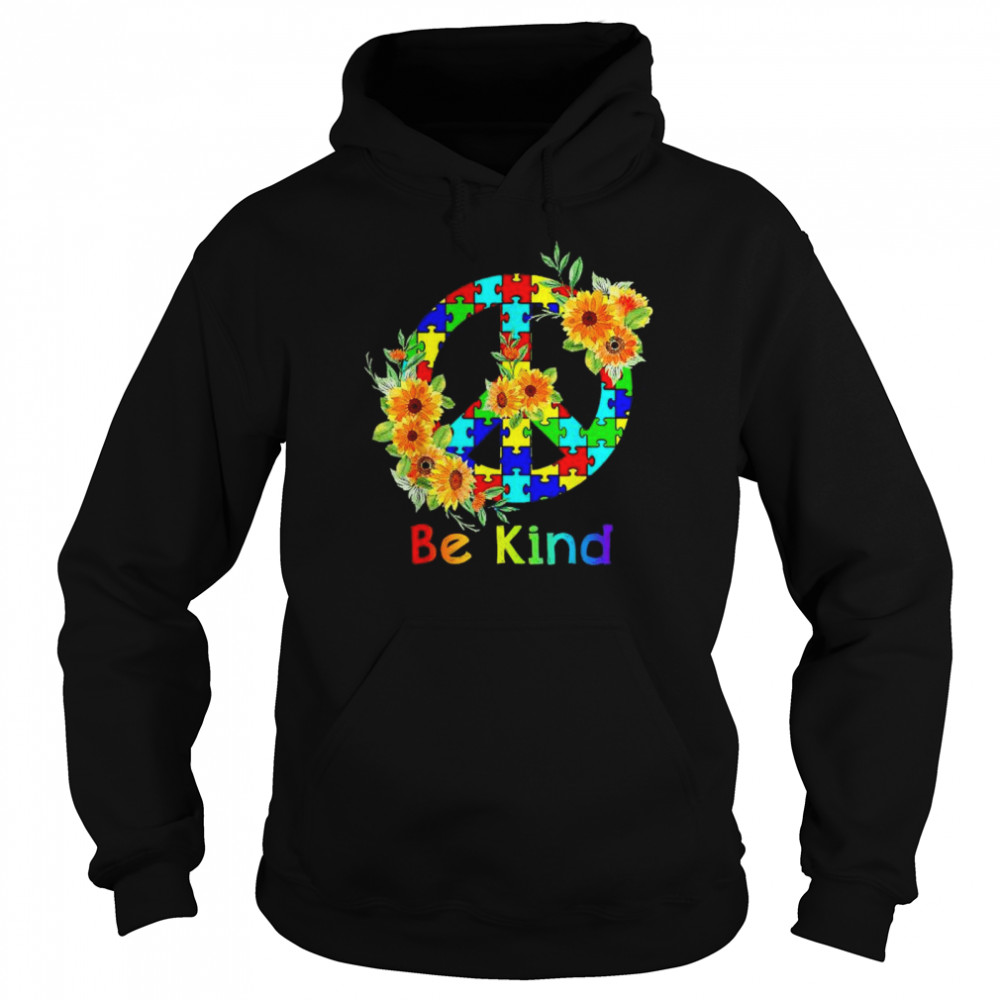 Be kind sunflower autism puzzle awareness month shirt Unisex Hoodie