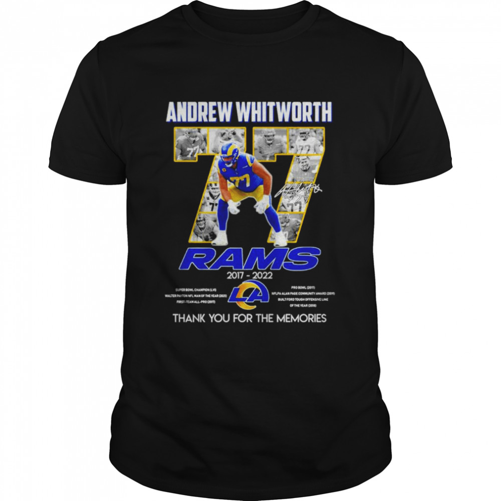 Andrew Whitworth Rams 2017 2022 thank you for the memories shirt